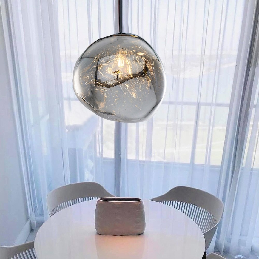 Lampadario a cavo CRUMPLED 1xE27/24W/230V Ø 36 cm fumé