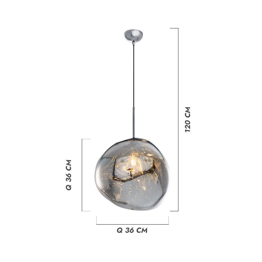 Lampadario a cavo CRUMPLED 1xE27/24W/230V Ø 36 cm fumé