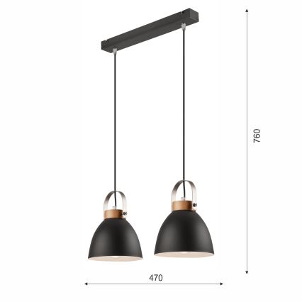 Lampadario a cavo DANIELLE 2xE27/60W/230V faggio