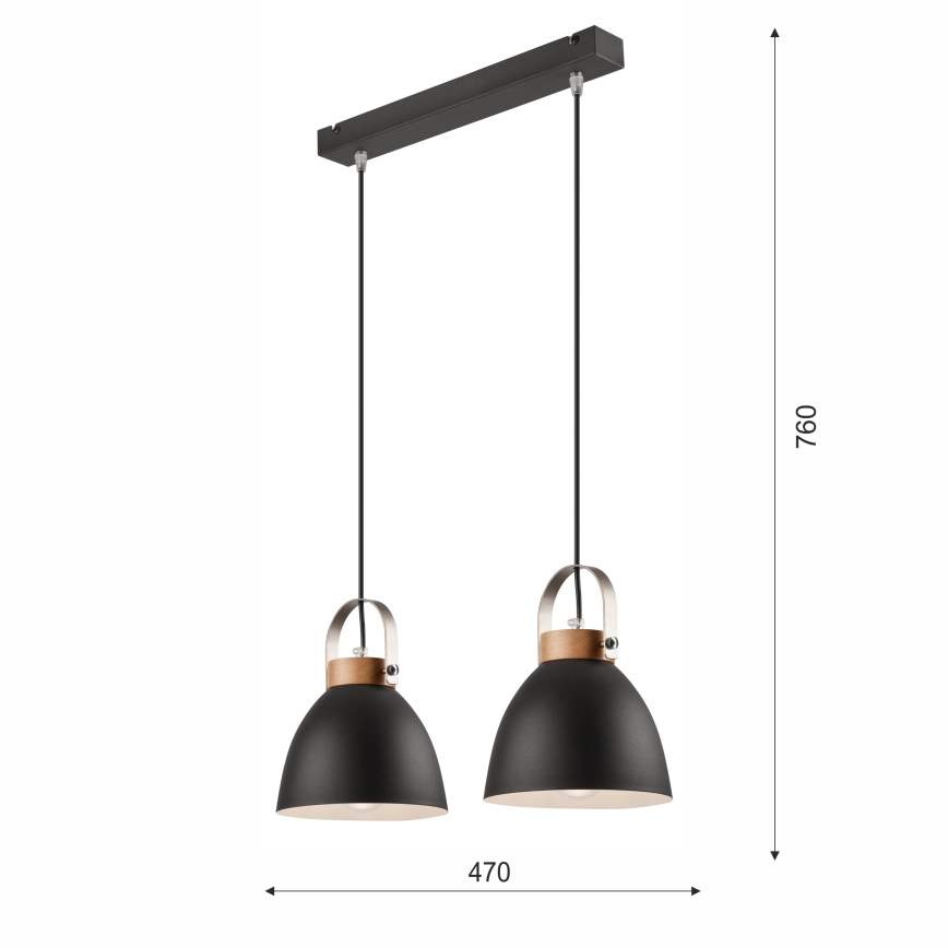 Lampadario a cavo DANIELLE 2xE27/60W/230V faggio