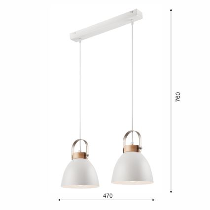 Lampadario a cavo DANIELLE 2xE27/60W/230V faggio