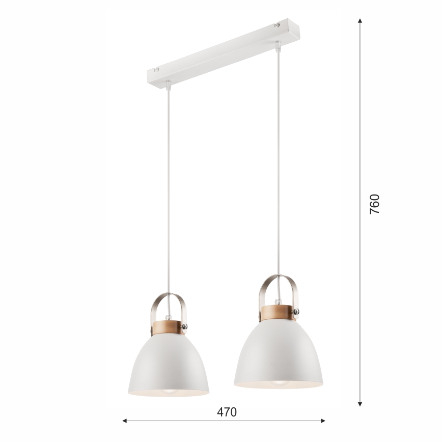 Lampadario a cavo DANIELLE 2xE27/60W/230V faggio