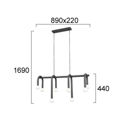 Lampadario a cavo DELORI 8xG9/28W/230V nero