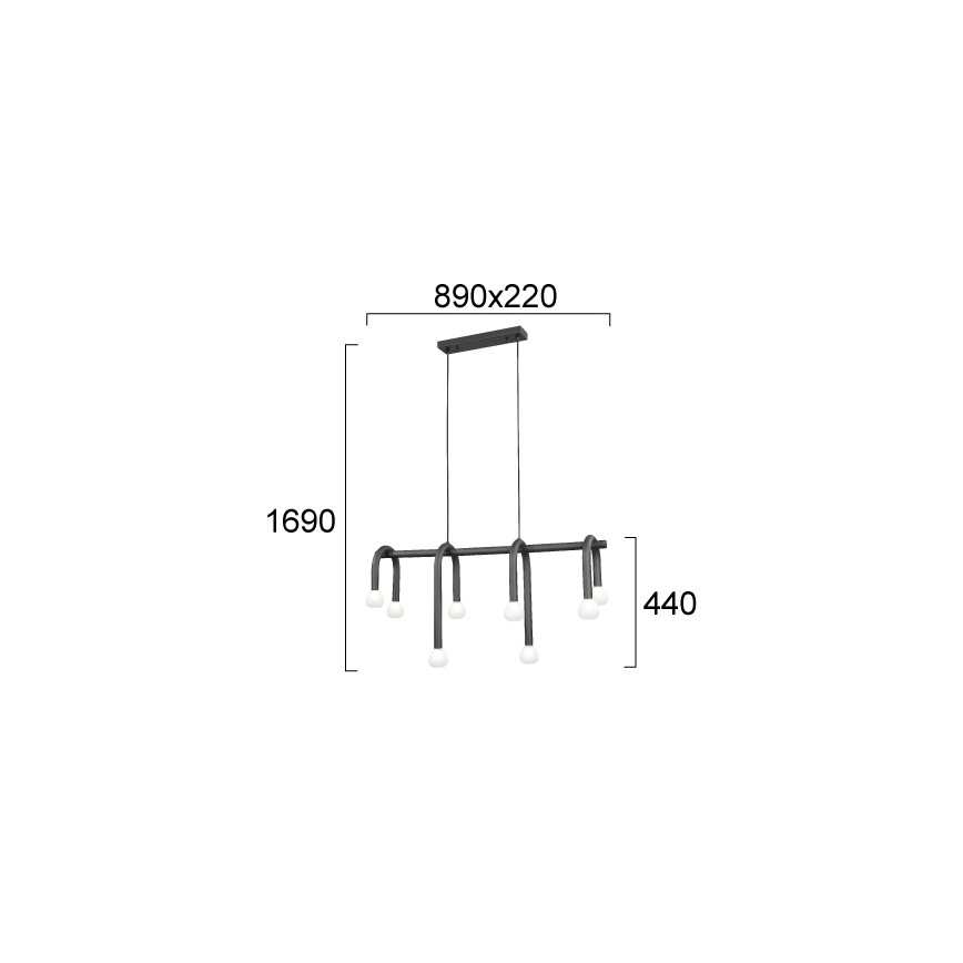 Lampadario a cavo DELORI 8xG9/28W/230V nero