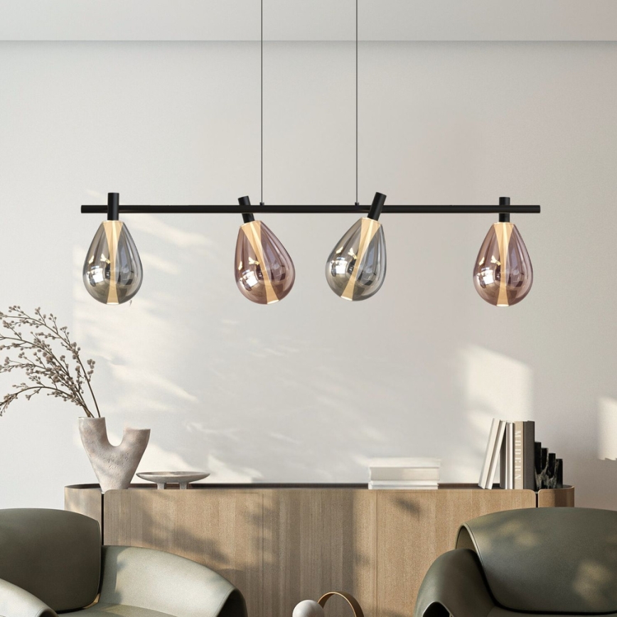 Lampadario a cavo DENSO 4xG9/5W/230V nero cromato/rame