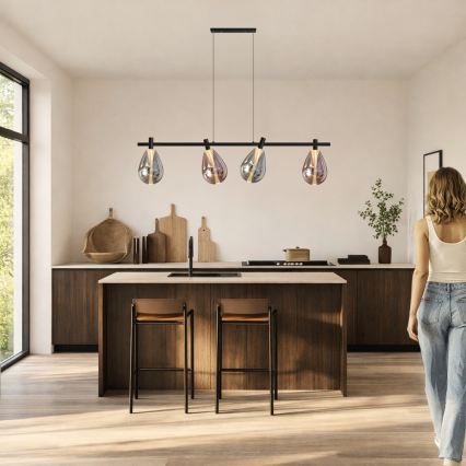 Lampadario a cavo DENSO 4xG9/5W/230V nero cromato/rame