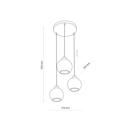 Lampadario a cavo DEVI 3xE27/15W/230V nero/beige fumé