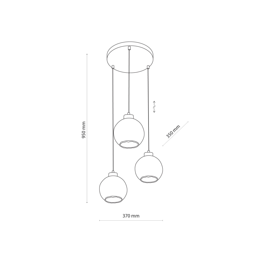 Lampadario a cavo DEVI 3xE27/15W/230V nero/beige fumé