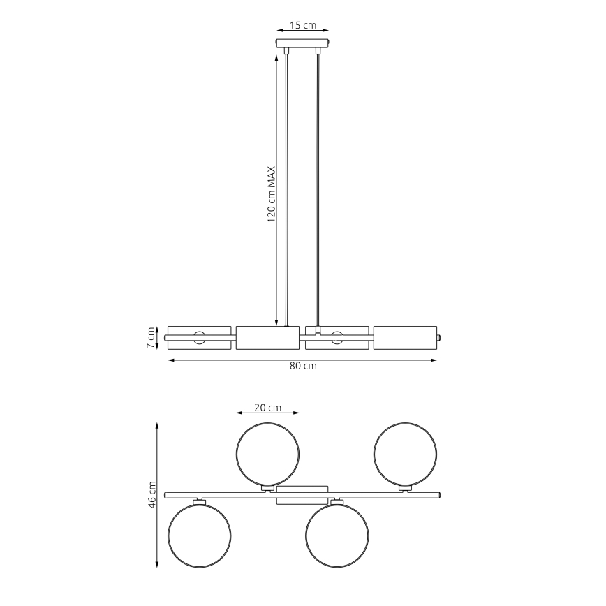 Lampadario a cavo DRUMZ 4xE14/10W/230V grigio