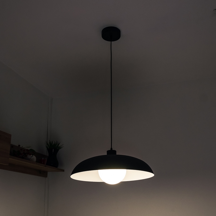 Lampadario a cavo ECLIPSE 1xE27/15W/230V nero/bianco