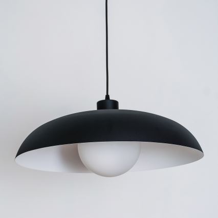 Lampadario a cavo ECLIPSE 1xE27/15W/230V nero/bianco