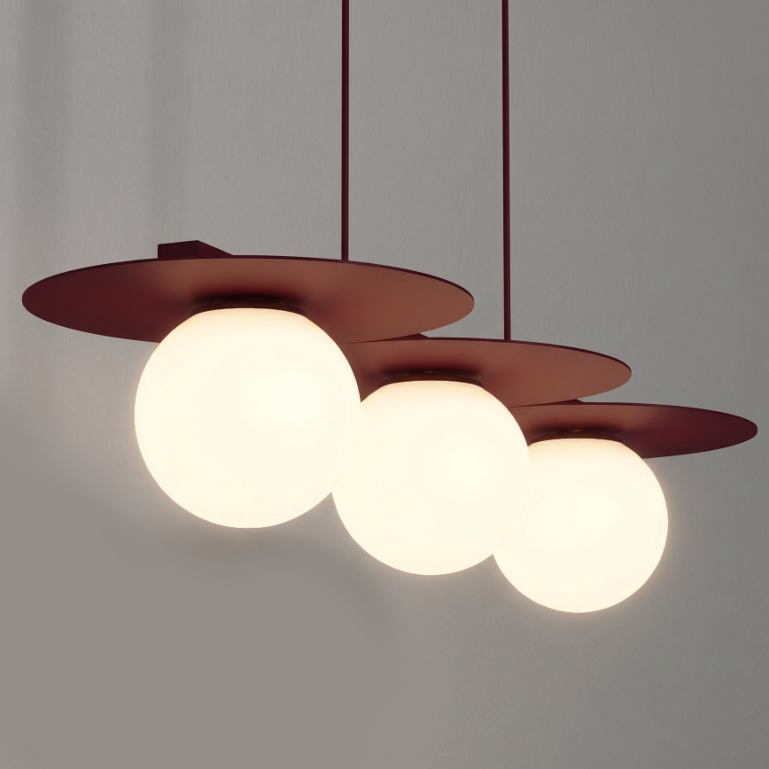 Lampadario a cavo FLAT 3xE27/15W/230V borgogna