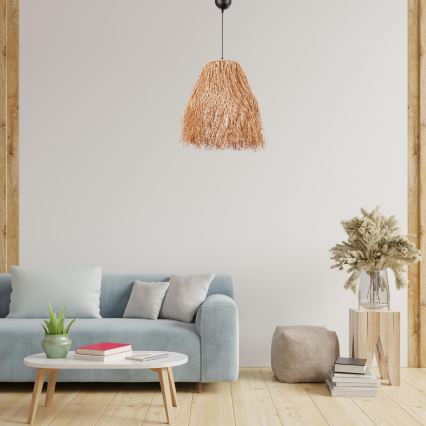 Lampadario a cavo FRINGE 1xE27/40W/230V in rafia