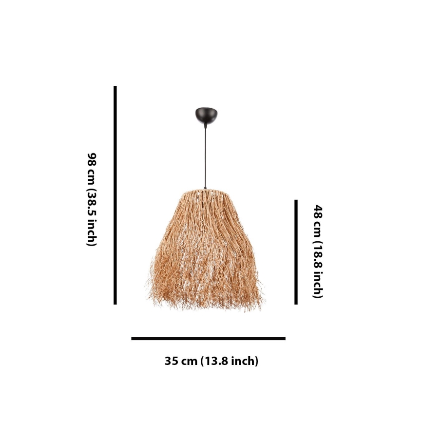 Lampadario a cavo FRINGE 1xE27/40W/230V in rafia