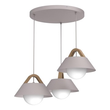 Lampadario a cavo FUNDA 3xE27/15W/230V color crema
