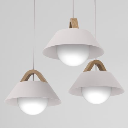 Lampadario a cavo FUNDA 3xE27/15W/230V color crema