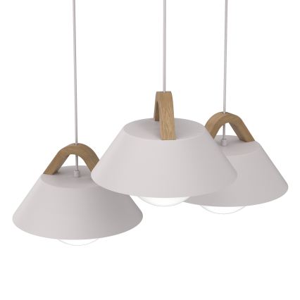 Lampadario a cavo FUNDA 3xE27/15W/230V color crema