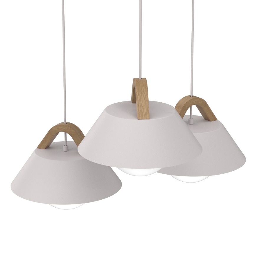 Lampadario a cavo FUNDA 3xE27/15W/230V color crema