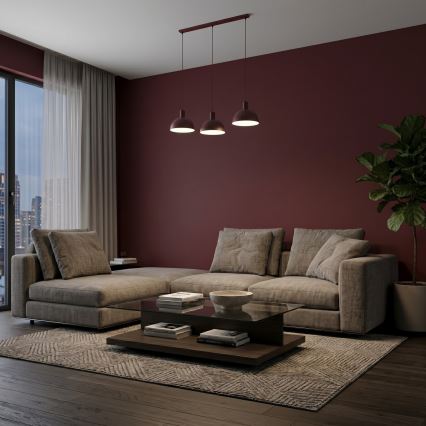 Lampadario a cavo HANDA 3xE27/15W/230V bordeaux