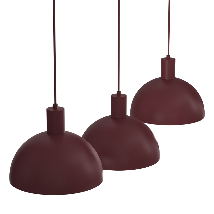 Lampadario a cavo HANDA 3xE27/15W/230V bordeaux