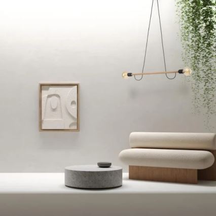 Lampadario a cavo HELIX 2xE27/15W/230V nero/beige