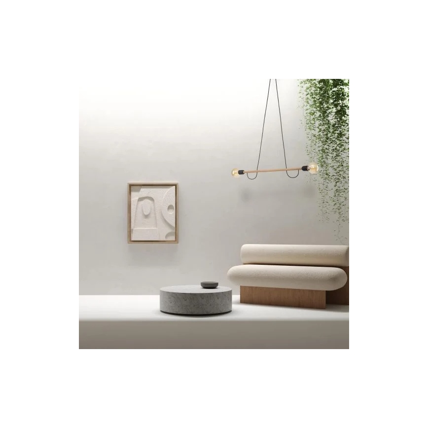 Lampadario a cavo HELIX 2xE27/15W/230V nero/beige