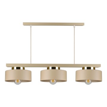 Lampadario a cavo IGNIA 3xE27/60W/230V beige/oro
