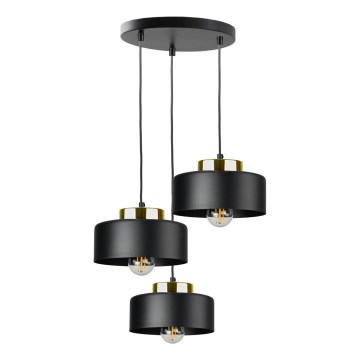 Lampadario a cavo IGNIA 3xE27/60W/230V nero/oro