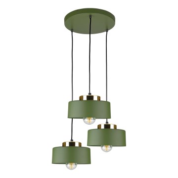 Lampadario a cavo IGNIA 3xE27/60W/230V verde/oro