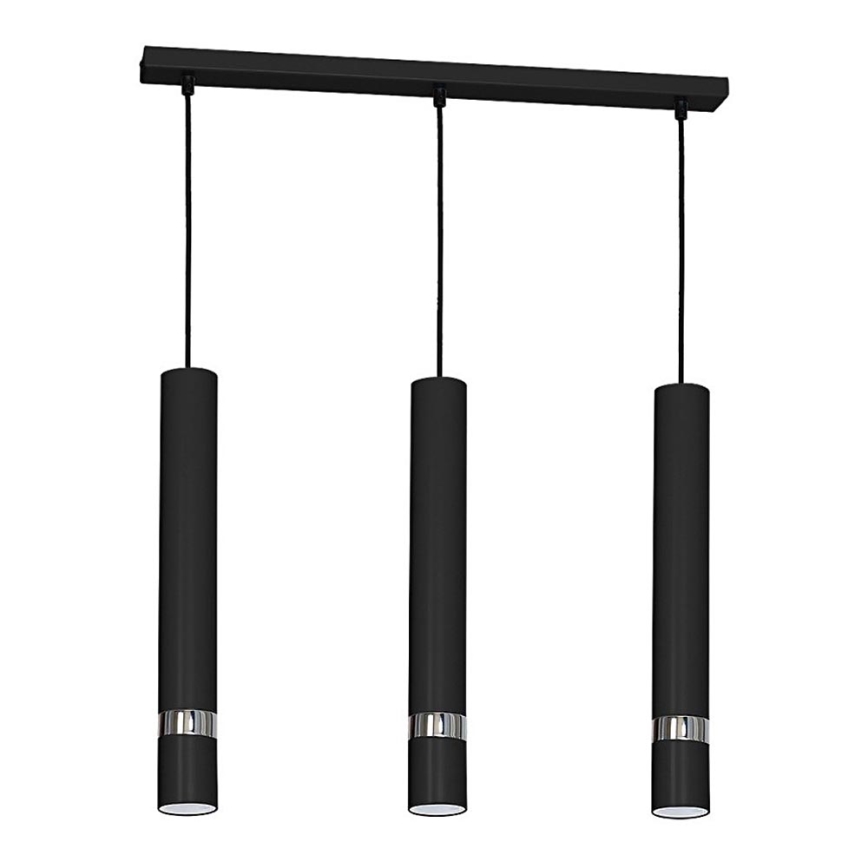 Lampadario a cavo JOKER 3xGU10/25W/230V nero/cromo lucido