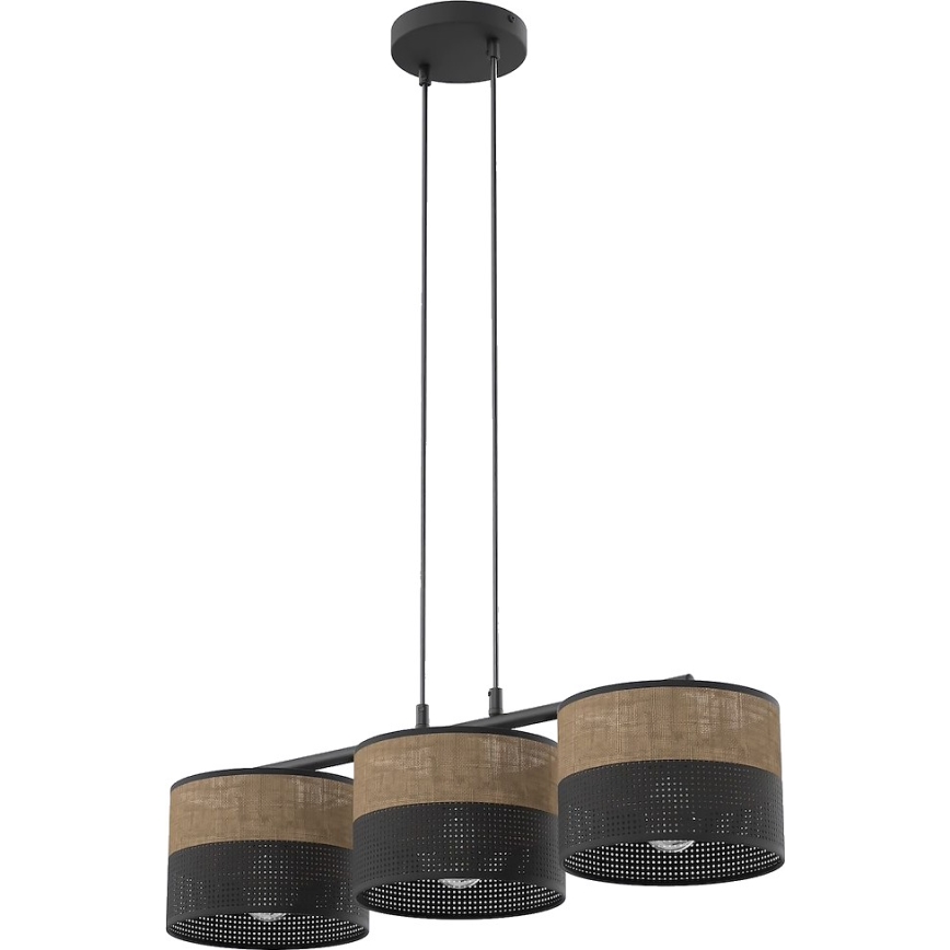 Lampadario a cavo KARBON 3xE27/15W/230V nero/marrone