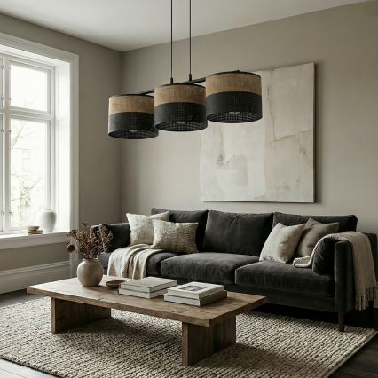 Lampadario a cavo KARBON 3xE27/15W/230V nero/marrone