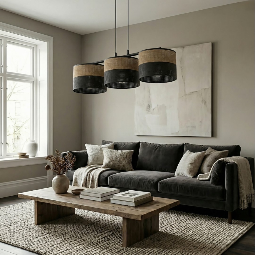 Lampadario a cavo KARBON 3xE27/15W/230V nero/marrone
