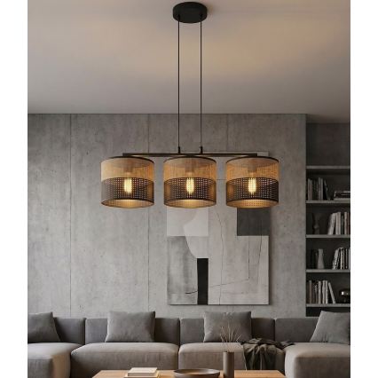 Lampadario a cavo KARBON 3xE27/15W/230V nero/marrone