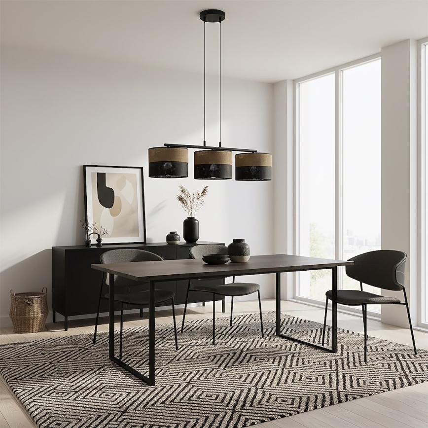 Lampadario a cavo KARBON 3xE27/15W/230V nero/marrone