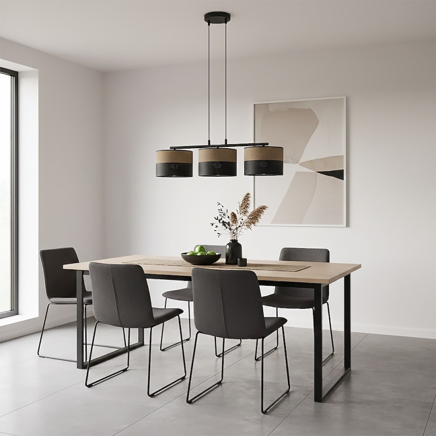 Lampadario a cavo KARBON 3xE27/15W/230V nero/marrone