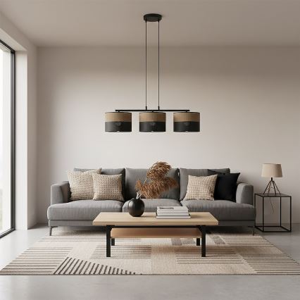 Lampadario a cavo KARBON 3xE27/15W/230V nero/marrone