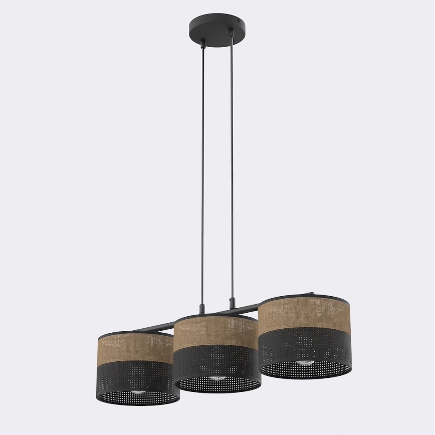 Lampadario a cavo KARBON 3xE27/15W/230V nero/marrone