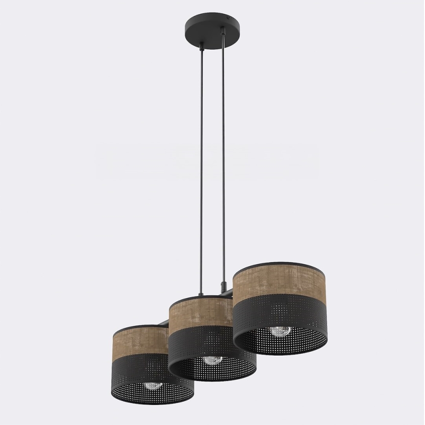 Lampadario a cavo KARBON 3xE27/15W/230V nero/marrone