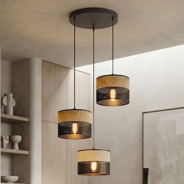 Lampadario a cavo KARBON 3xE27/15W/230V nero/marrone
