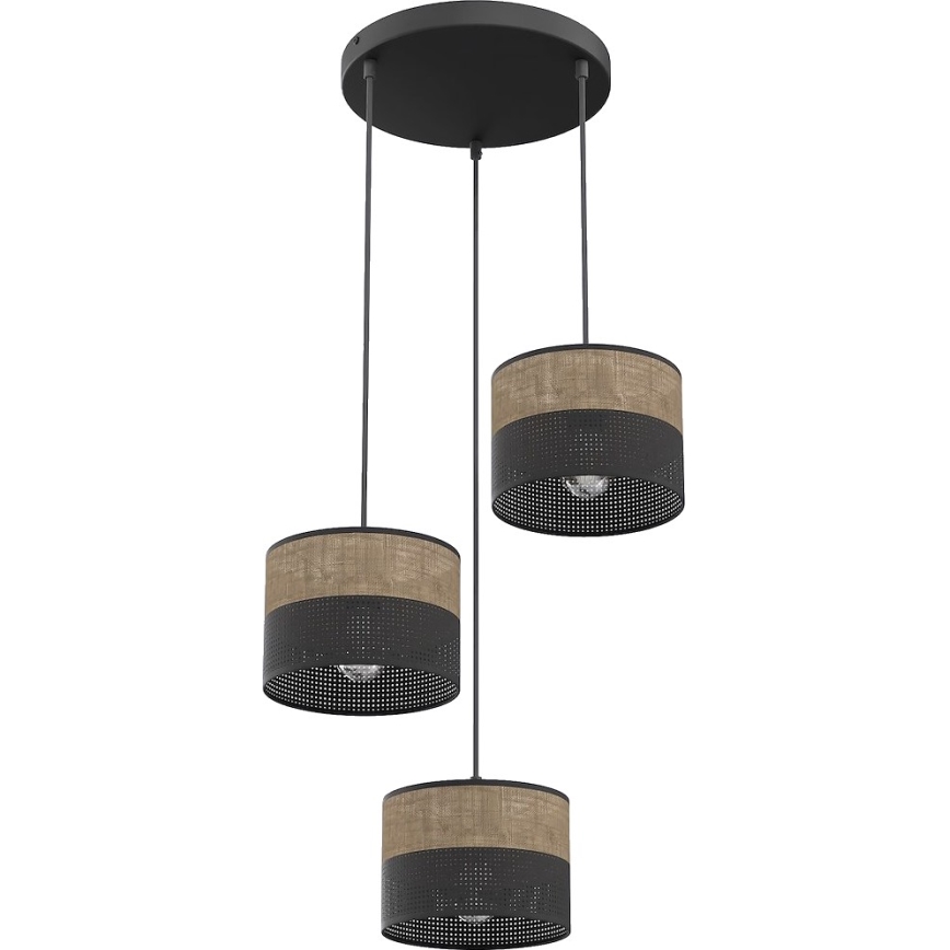 Lampadario a cavo KARBON 3xE27/15W/230V nero/marrone