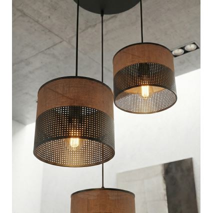 Lampadario a cavo KARBON 3xE27/15W/230V nero/marrone