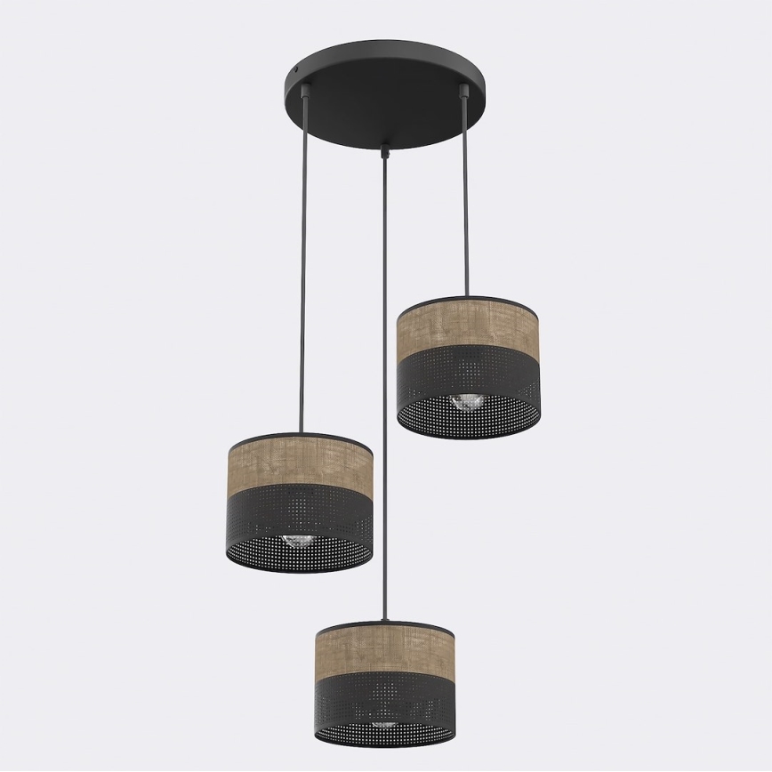 Lampadario a cavo KARBON 3xE27/15W/230V nero/marrone