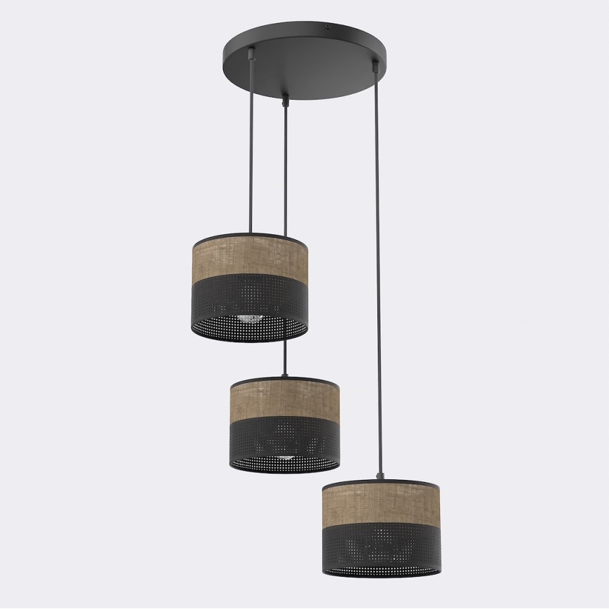 Lampadario a cavo KARBON 3xE27/15W/230V nero/marrone