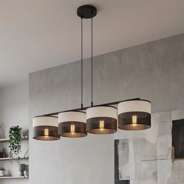 Lampadario a cavo KARBON 4xE27/15W/230V nero/grigio
