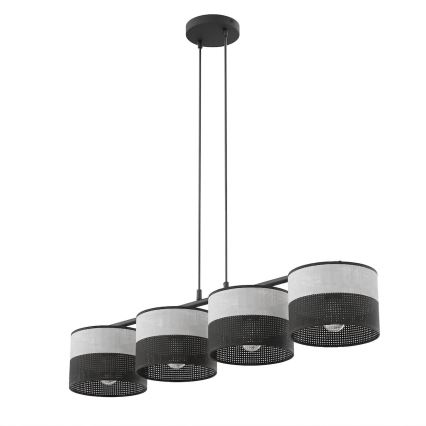 Lampadario a cavo KARBON 4xE27/15W/230V nero/grigio