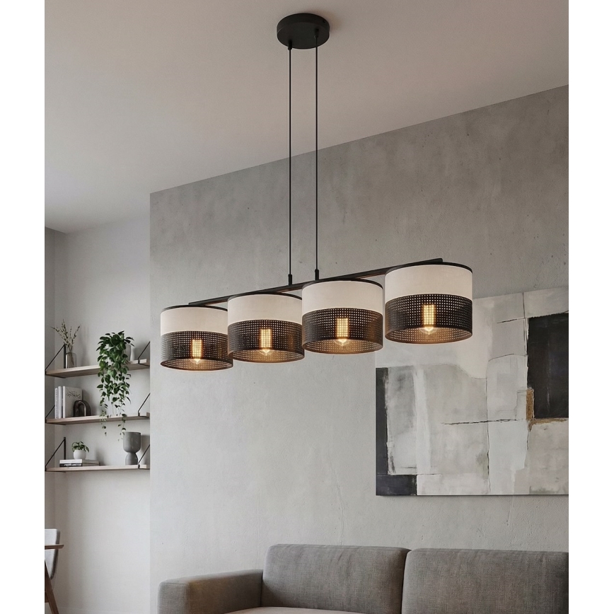 Lampadario a cavo KARBON 4xE27/15W/230V nero/grigio