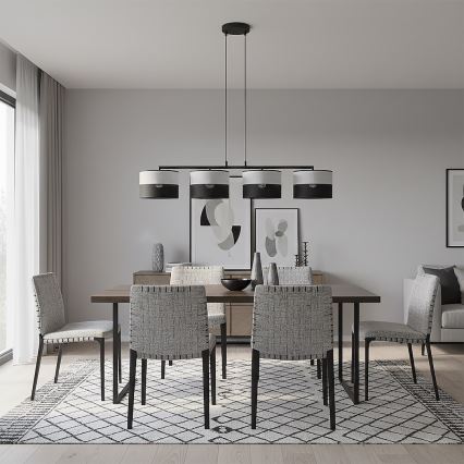 Lampadario a cavo KARBON 4xE27/15W/230V nero/grigio