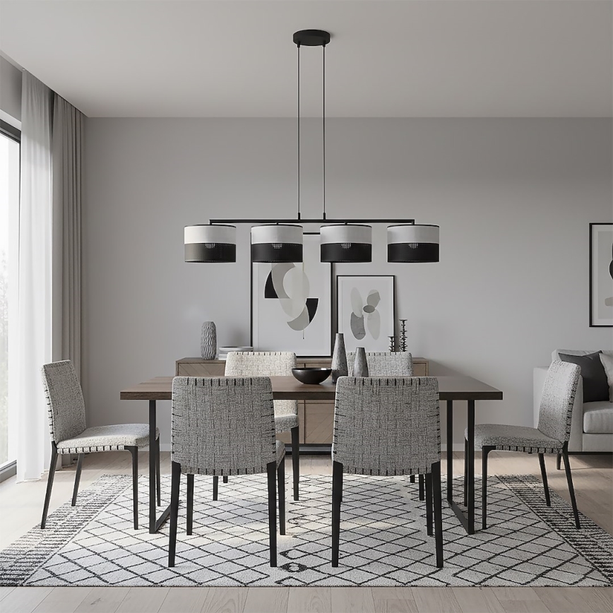 Lampadario a cavo KARBON 4xE27/15W/230V nero/grigio