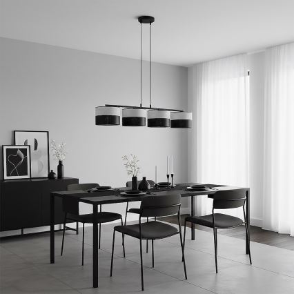 Lampadario a cavo KARBON 4xE27/15W/230V nero/grigio
